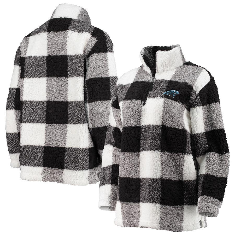 Carolina Panthers G-III 4Her by Carl Banks Women's Sherpa Plaid Quarter-Zip Jacket - Black