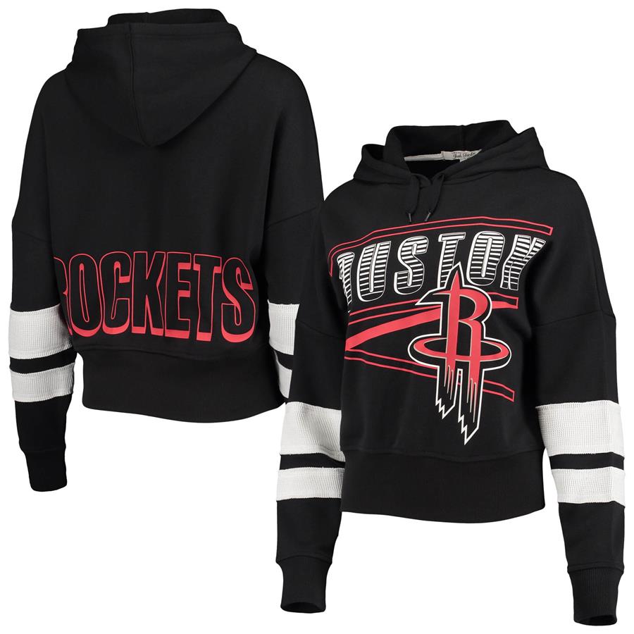 Houston Rockets Junk Food Women's Throwback Stripe Pullover Hoodie - Black