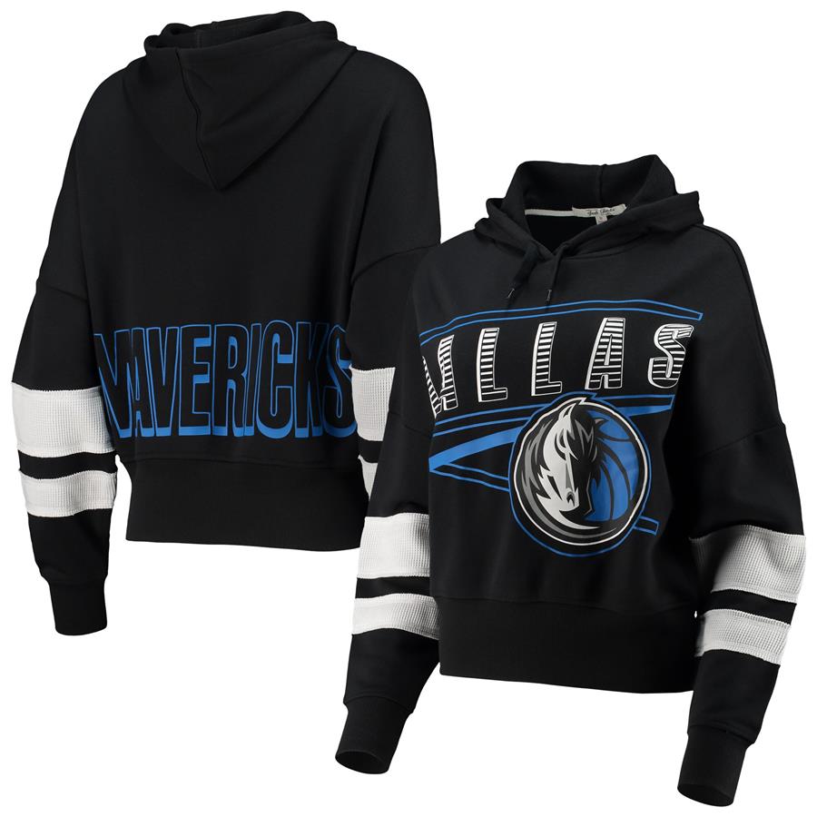 Dallas Mavericks Junk Food Women's Throwback Stripe Pullover Hoodie - Black