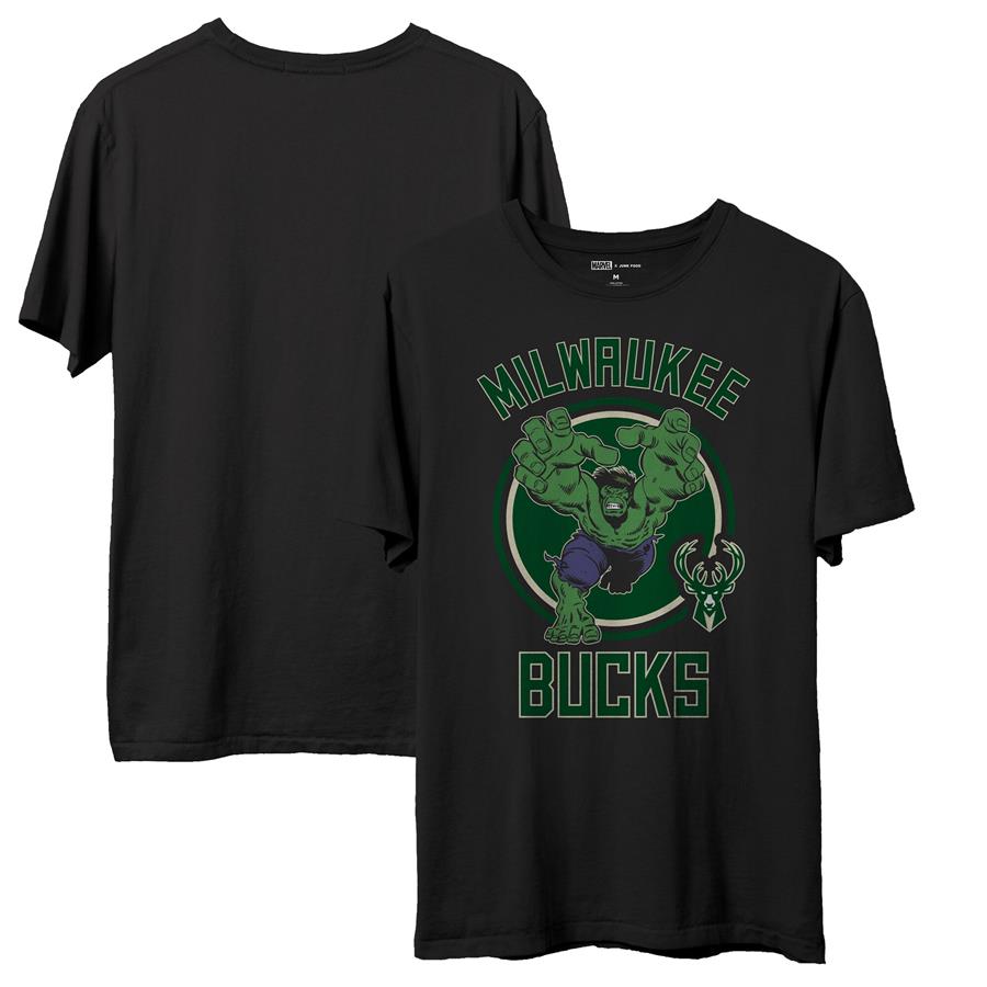 Milwaukee Bucks Junk Food NBA x Marvel T-Shirt - Black