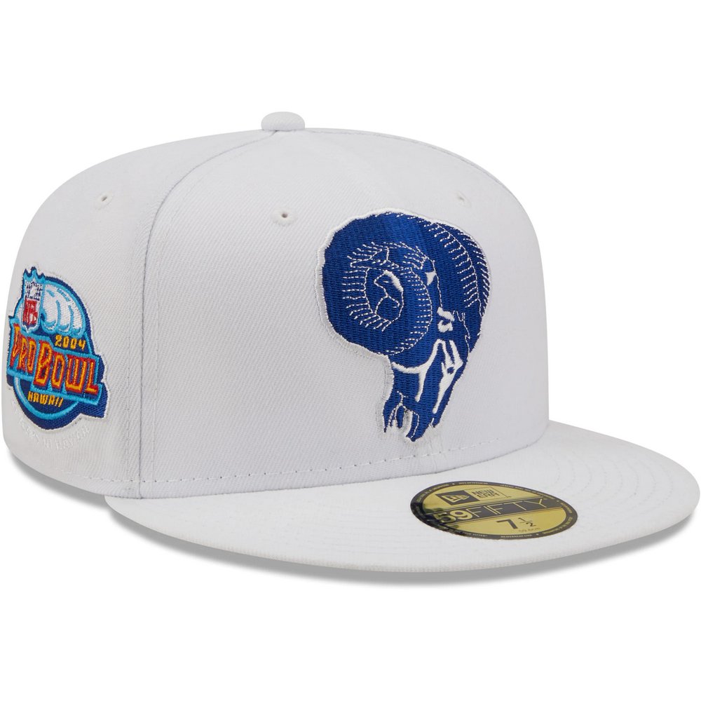Los Angeles Rams New Era 2004 Pro Bowl Patch Blue Undervisor 59FIFY Fitted Hat - White