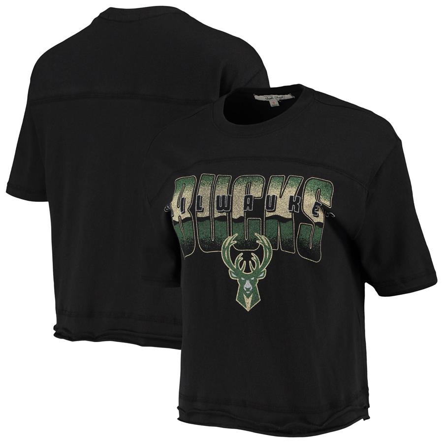 Milwaukee Bucks Junk Food Women's Gradient Crop Top - Black