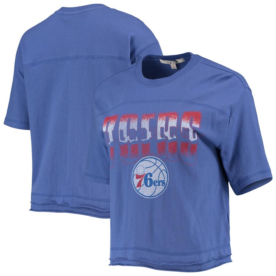 Philadelphia 76ers Junk Food Women's Gradient Crop Top - Royal