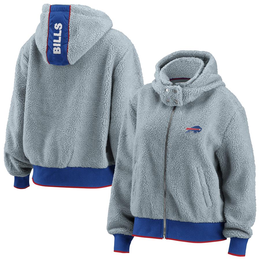 Buffalo Bills WEAR by Erin Andrews Women's Sherpa Full-Zip Hoodie Jacket - Gray