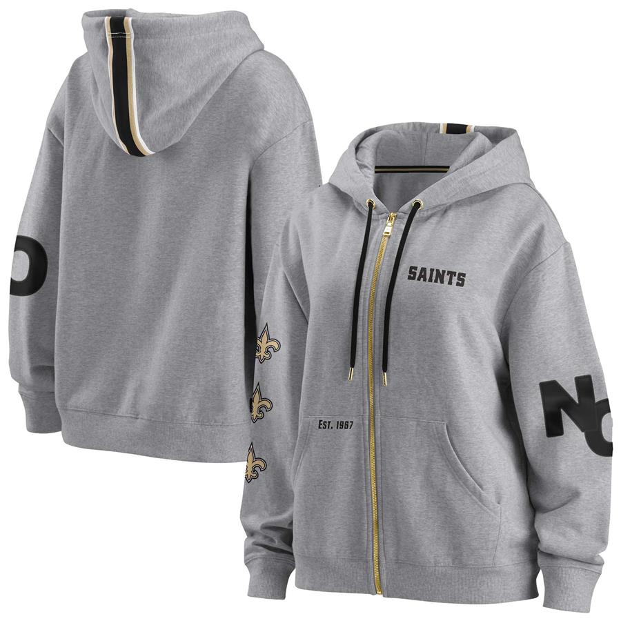 New Orleans Saints WEAR by Erin Andrews Women's Full-Zip Hoodie - Gray