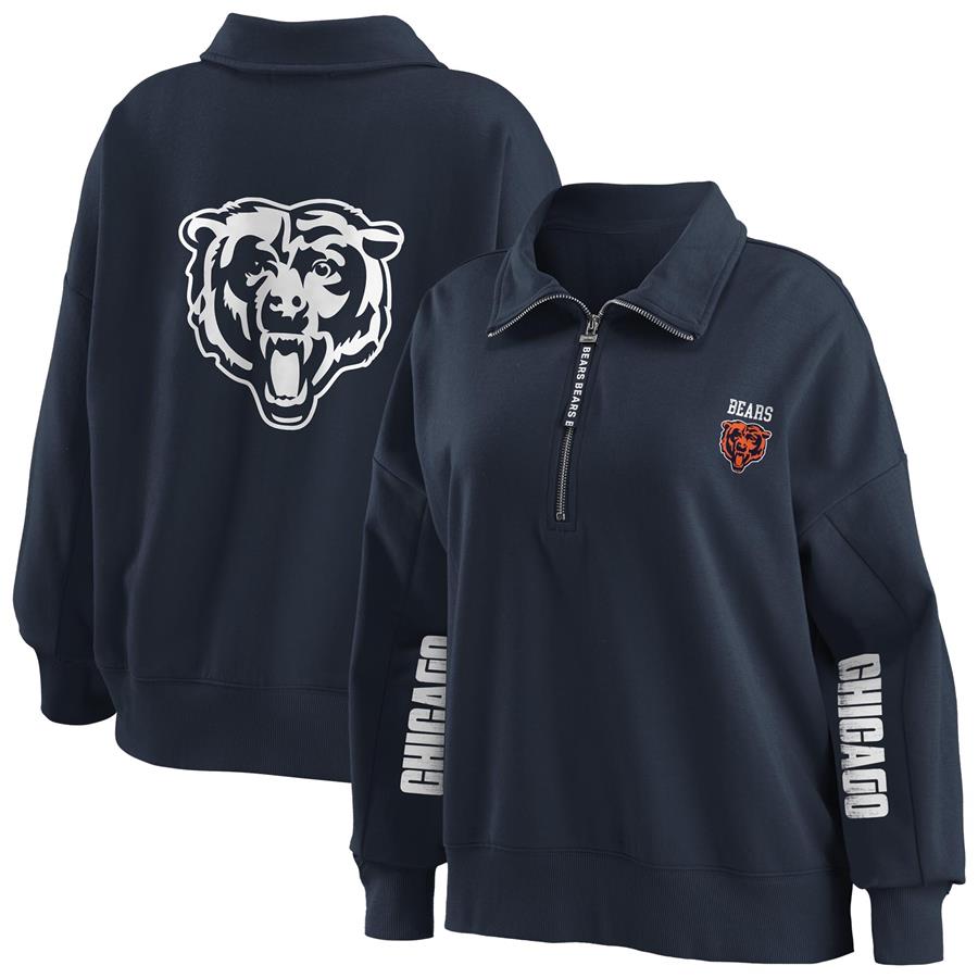 Chicago Bears WEAR by Erin Andrews Women's Half-Zip Sweatshirt - Navy