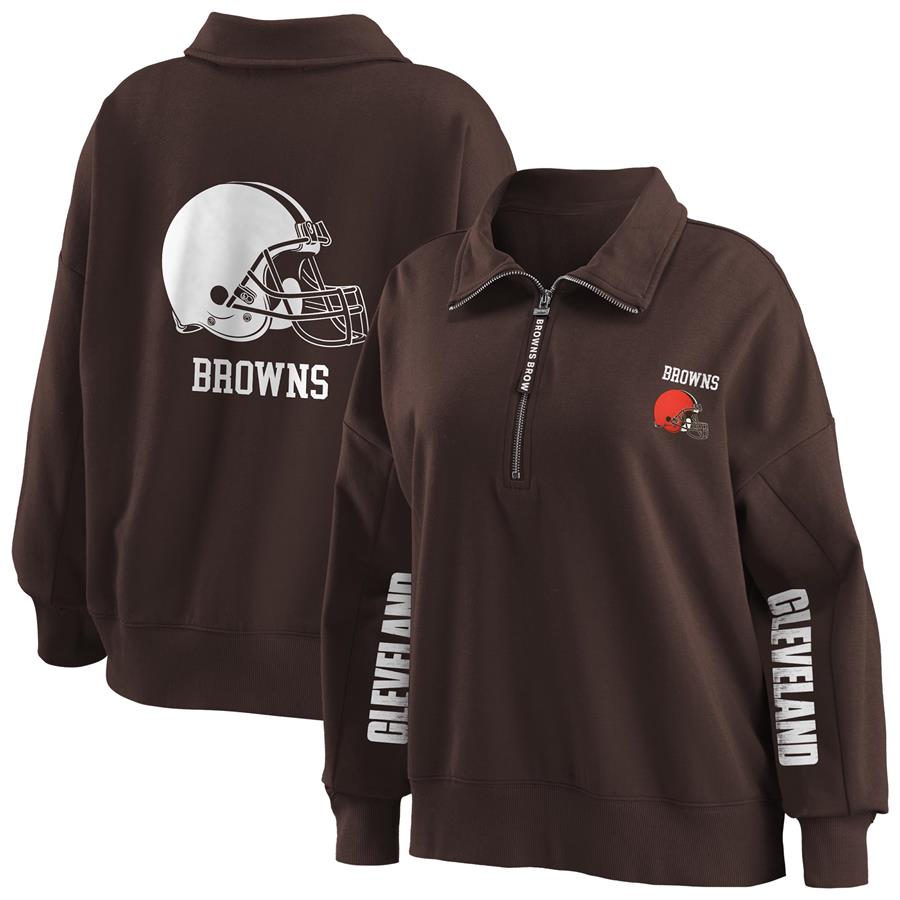 Cleveland Browns WEAR by Erin Andrews Women's Half-Zip Sweatshirt - Brown