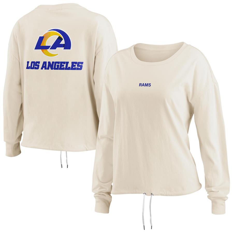 Los Angeles Rams WEAR by Erin Andrews Women's Long Sleeve Crop Top Shirt - Oatmeal