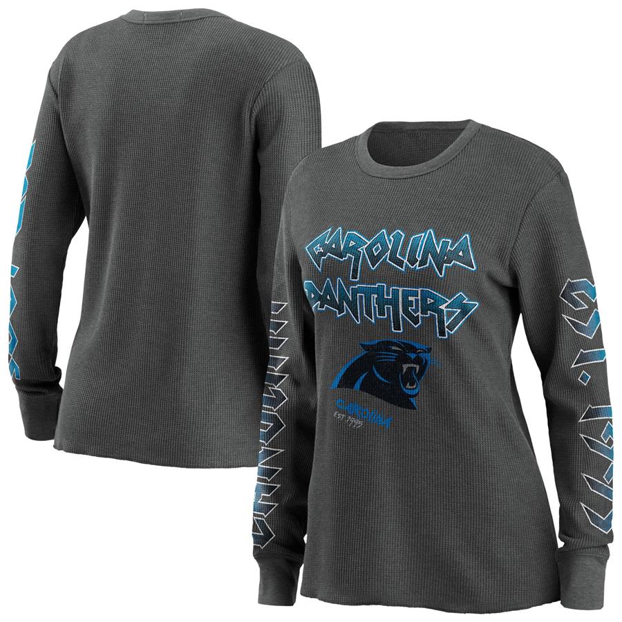 Carolina Panthers WEAR by Erin Andrews Women's Long Sleeve Thermal T-Shirt - Gray