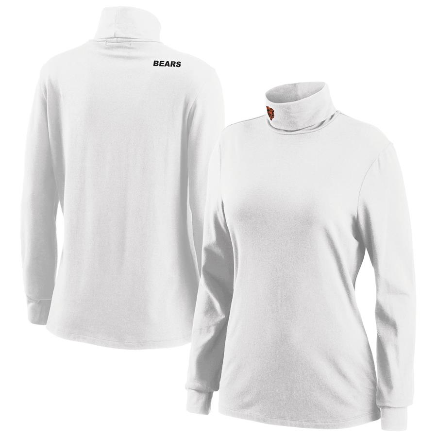 Chicago Bears WEAR by Erin Andrews Women's Long Sleeve Tri-Blend Turtleneck T-Shirt - White