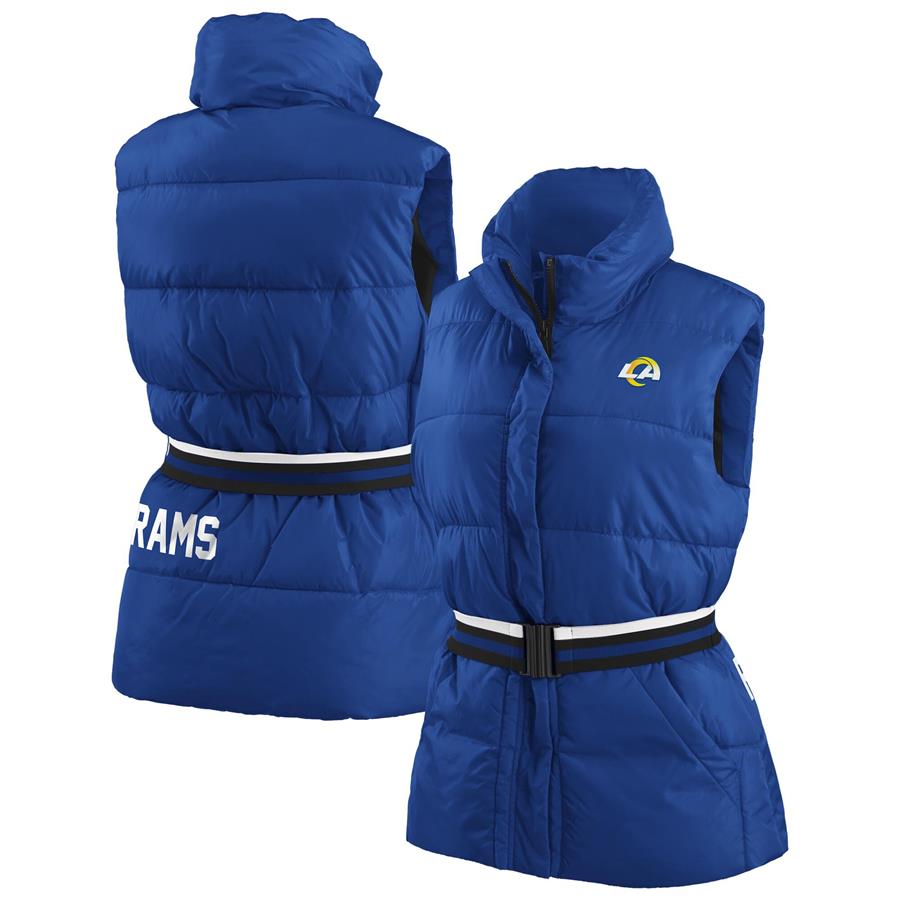 Los Angeles Rams WEAR by Erin Andrews Women's Full-Zip Puffer Vest with Belt - Royal
