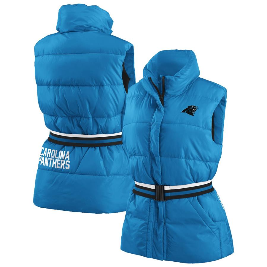 Carolina Panthers WEAR by Erin Andrews Women's Full-Zip Puffer Vest with Belt - Blue