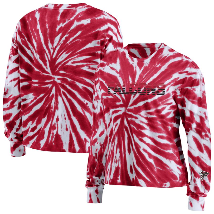 Atlanta Falcons WEAR by Erin Andrews Women's Tie-Dye Cropped Long Sleeve T-Shirt - Red