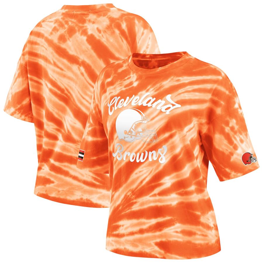 Cleveland Browns WEAR by Erin Andrews Women's Tie-Dye T-Shirt - Orange