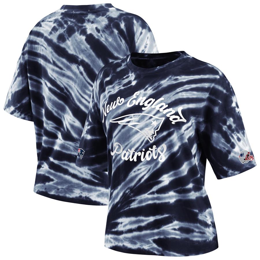 New England Patriots WEAR by Erin Andrews Women's Tie-Dye T-Shirt - Navy