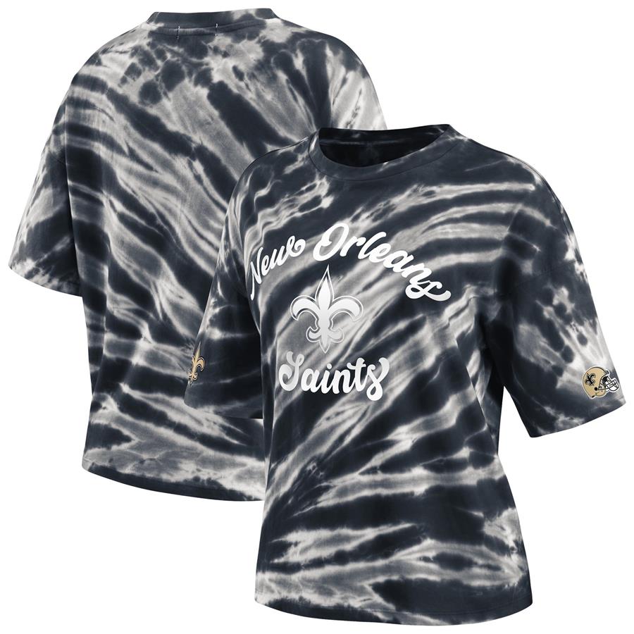 New Orleans Saints WEAR by Erin Andrews Women's Tie-Dye T-Shirt - Black
