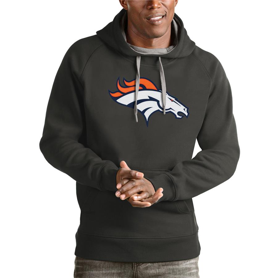 Denver Broncos Antigua Victory Pullover Hoodie - Charcoal
