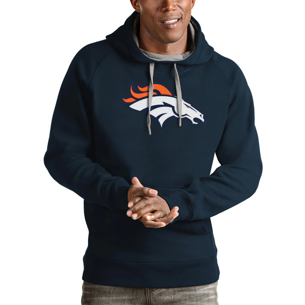 Denver Broncos Antigua Victory Pullover Hoodie - Navy