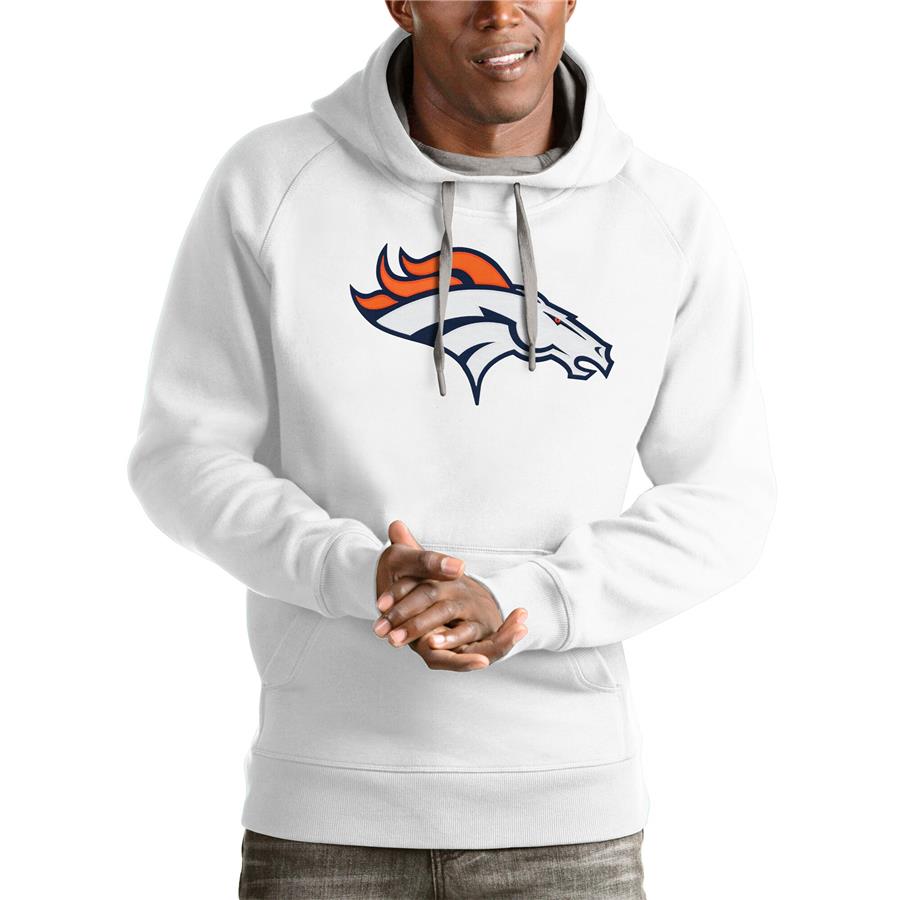 Denver Broncos Antigua Victory Pullover Hoodie - White