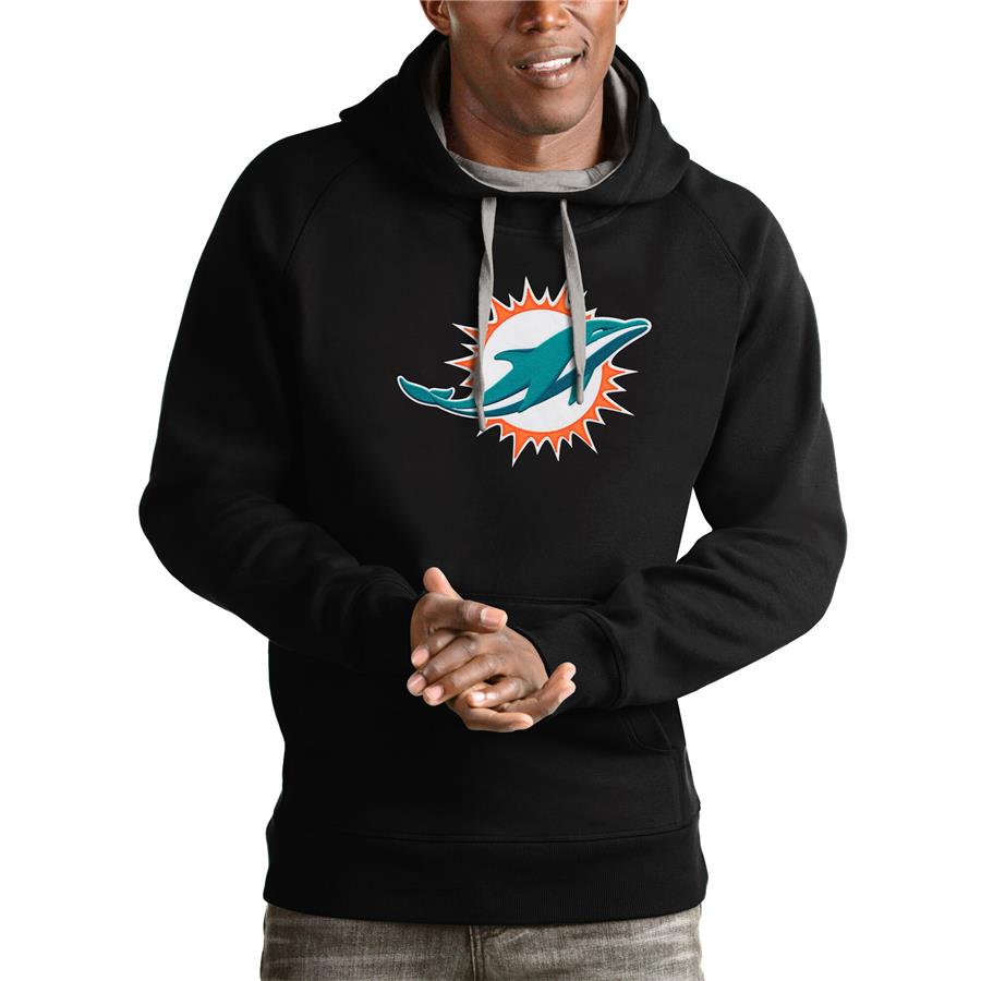 Miami Dolphins Antigua Victory Pullover Hoodie - Black