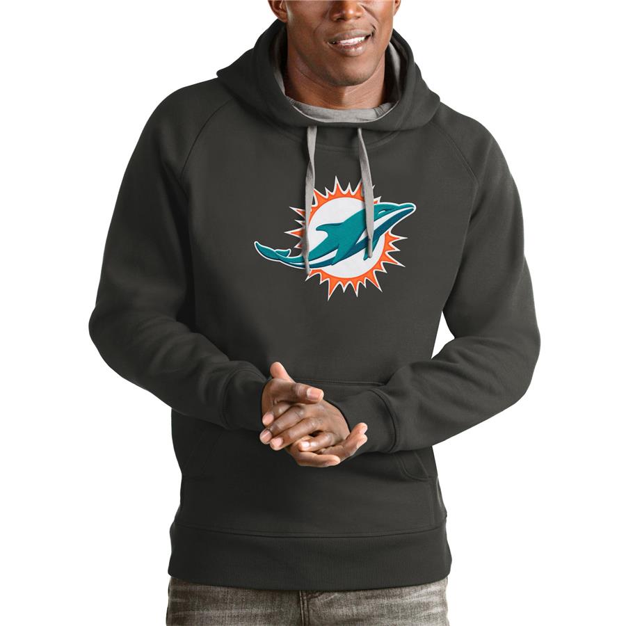Miami Dolphins Antigua Victory Pullover Hoodie - Charcoal