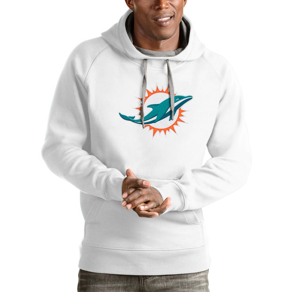 Miami Dolphins Antigua Victory Pullover Hoodie - White