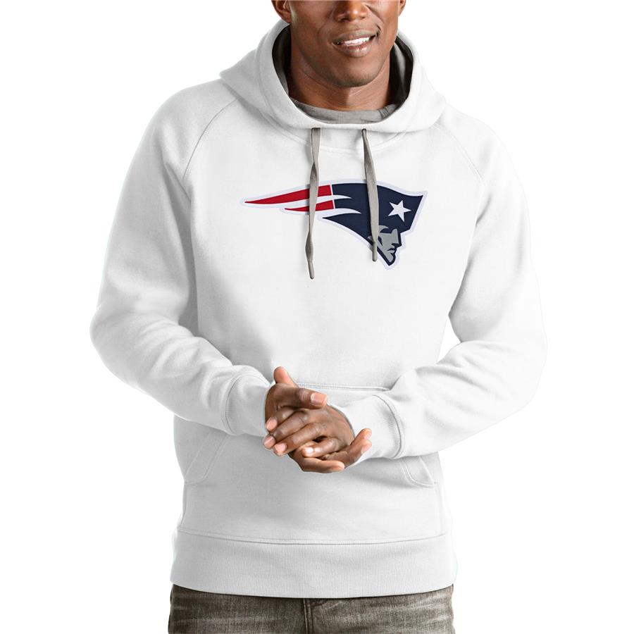 New England Patriots Antigua Victory Pullover Hoodie - White