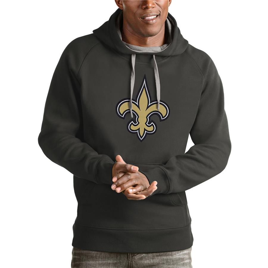 New Orleans Saints Antigua Victory Pullover Hoodie - Charcoal