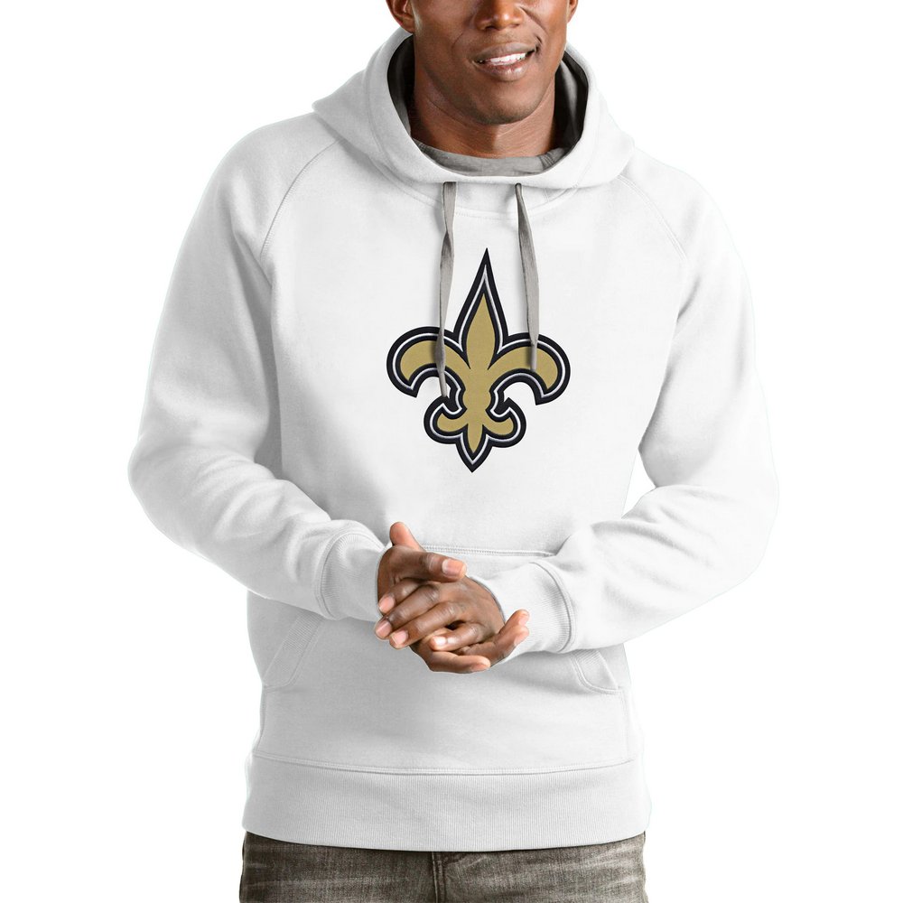 New Orleans Saints Antigua Victory Pullover Hoodie - White