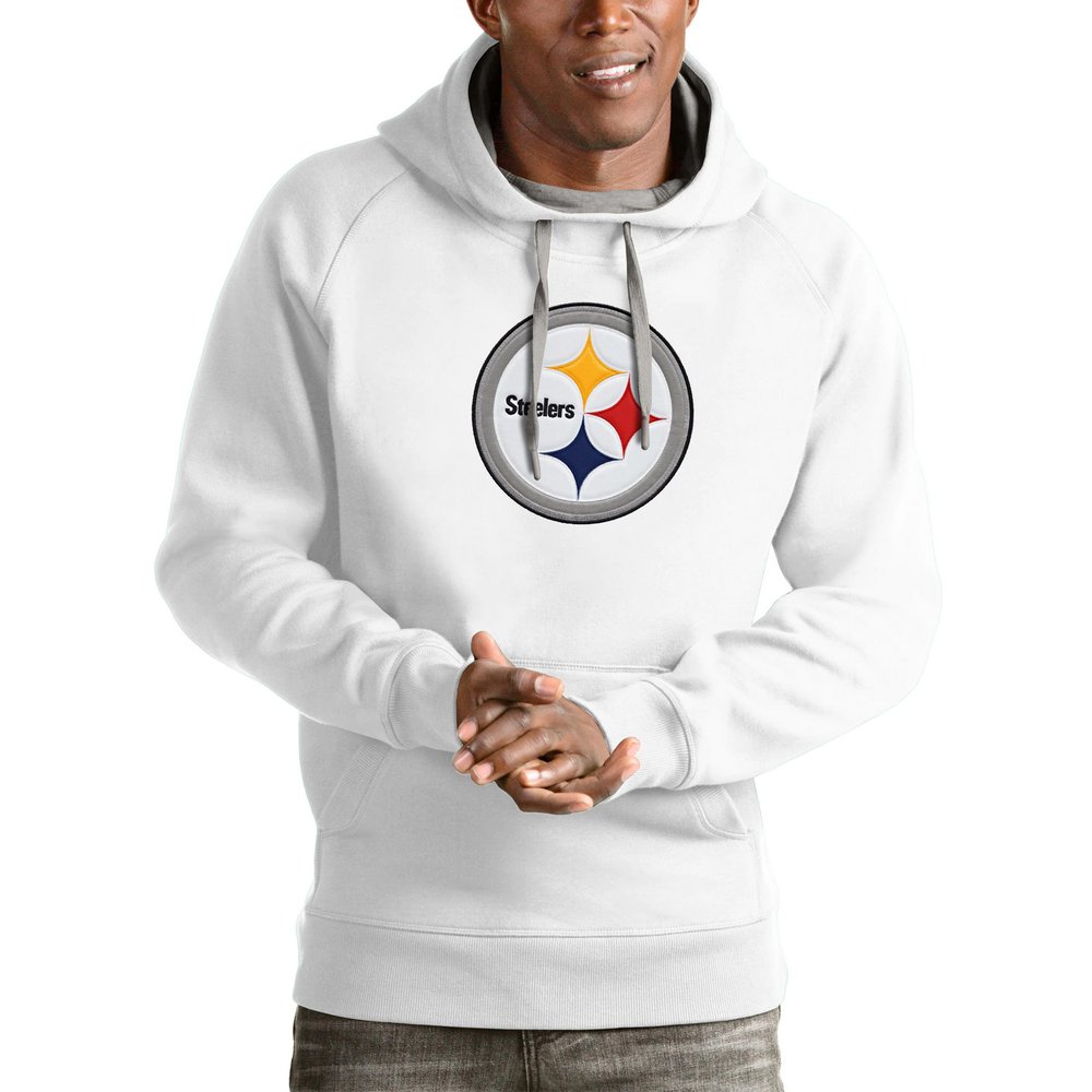 Pittsburgh Steelers Antigua Victory Pullover Hoodie - White