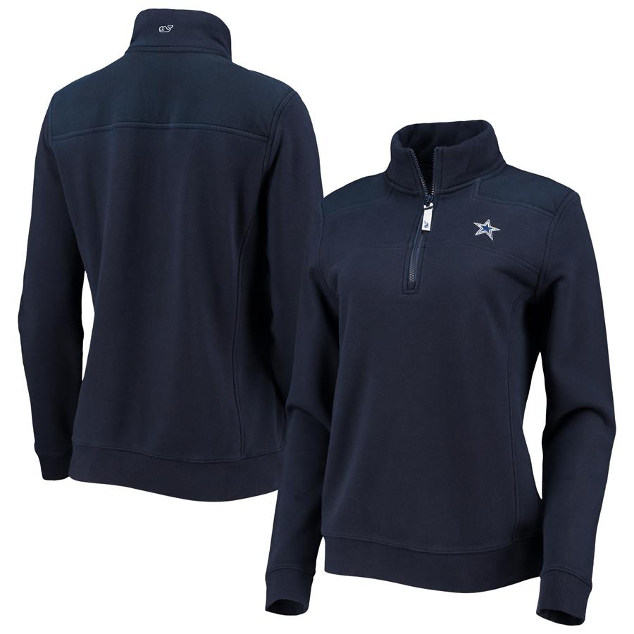 Dallas Cowboys Vineyard Vines Women's Logo Shep Shirt Quarter-Zip Jacket - Navy