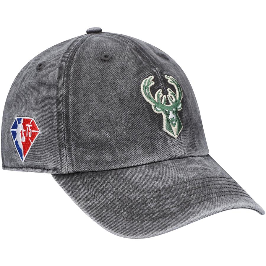 Milwaukee Bucks '47 75th Anniversary Rocker Clean Up Adjustable Hat - Black