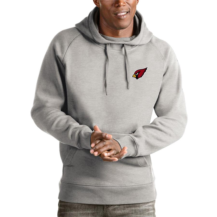 Arizona Cardinals Antigua Logo Victory Pullover Hoodie - Heathered Gray