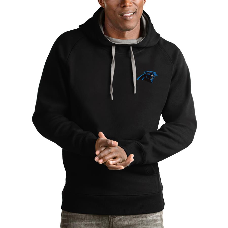 Carolina Panthers Antigua Logo Victory Pullover Hoodie - Black