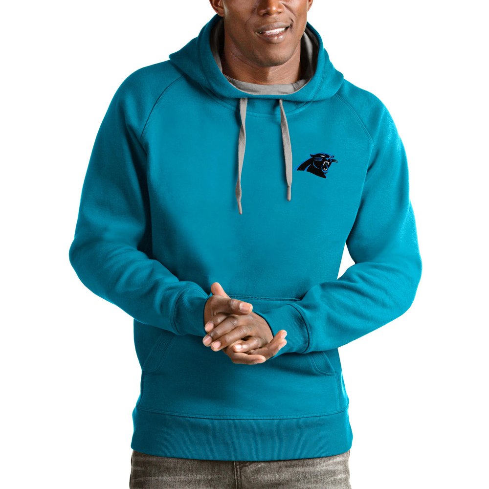 Carolina Panthers Antigua Logo Victory Pullover Hoodie - Blue