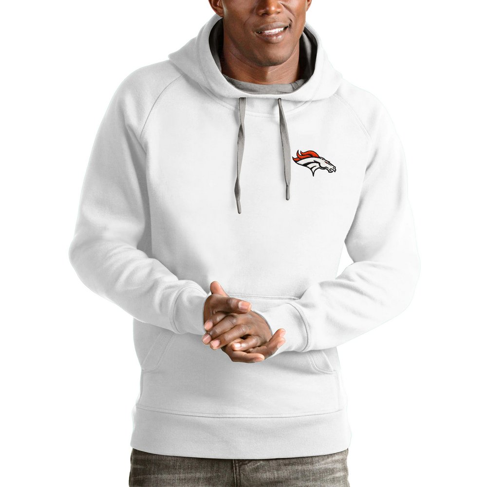 Denver Broncos Antigua Logo Victory Pullover Hoodie - White