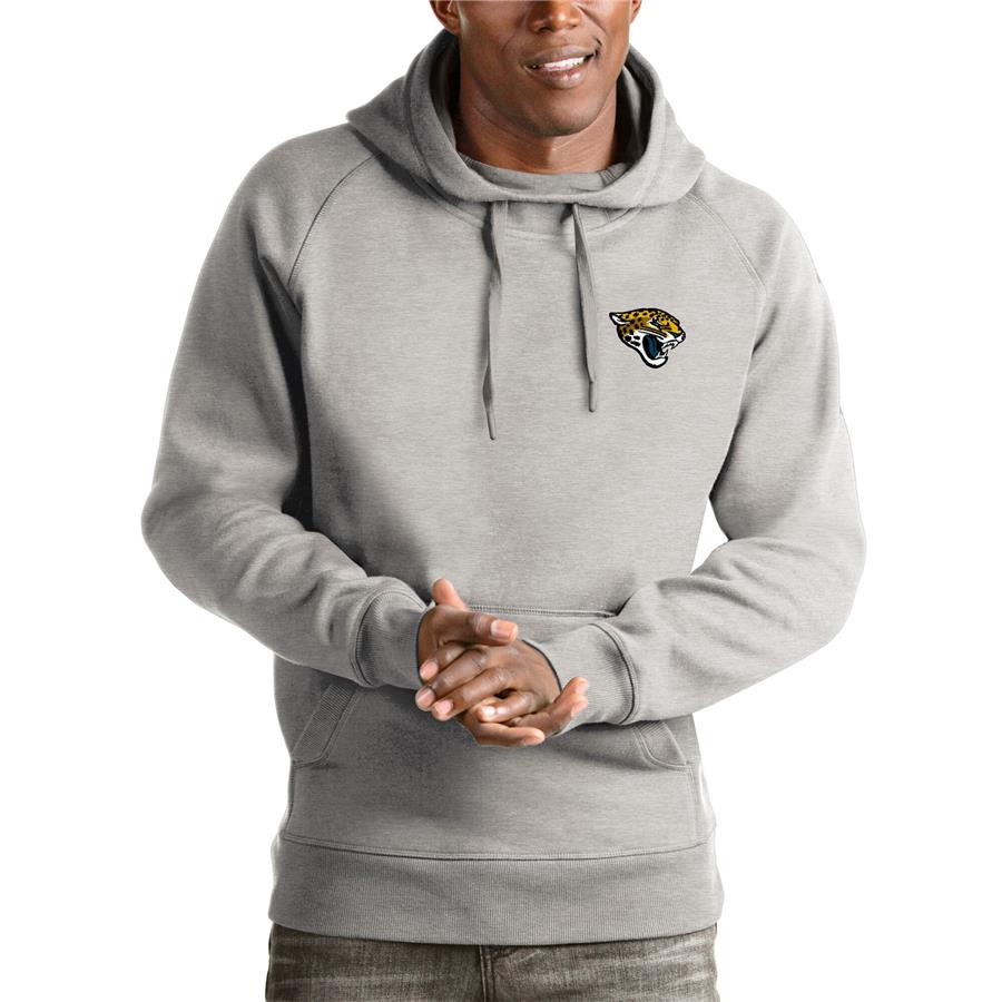 Jacksonville Jaguars Antigua Logo Victory Pullover Hoodie - Heathered Gray