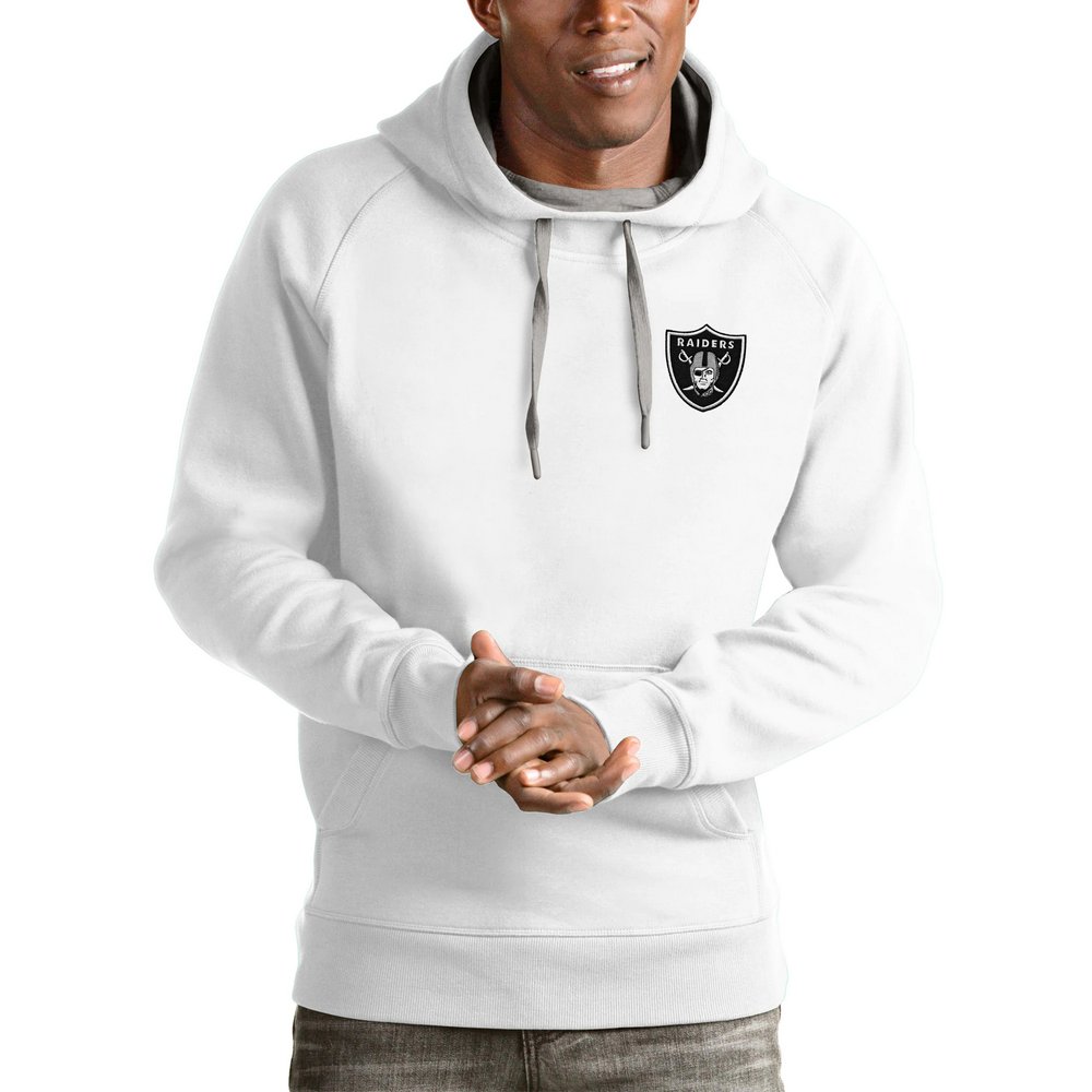 Las Vegas Raiders Antigua Logo Victory Pullover Hoodie - White
