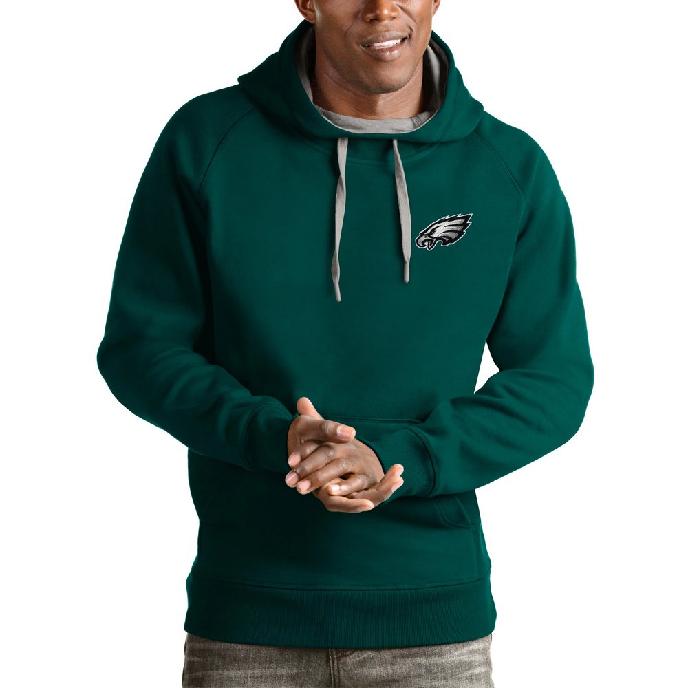 Philadelphia Eagles Antigua Logo Victory Pullover Hoodie - Midnight Green