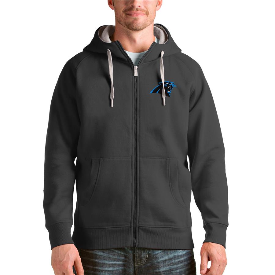 Carolina Panthers Antigua Victory Full-Zip Hoodie - Charcoal