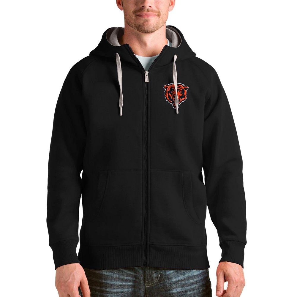 Chicago Bears Antigua Victory Full-Zip Hoodie - Black