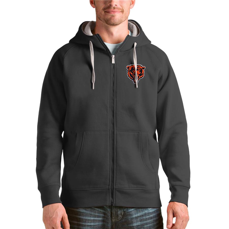 Chicago Bears Antigua Victory Full-Zip Hoodie - Charcoal