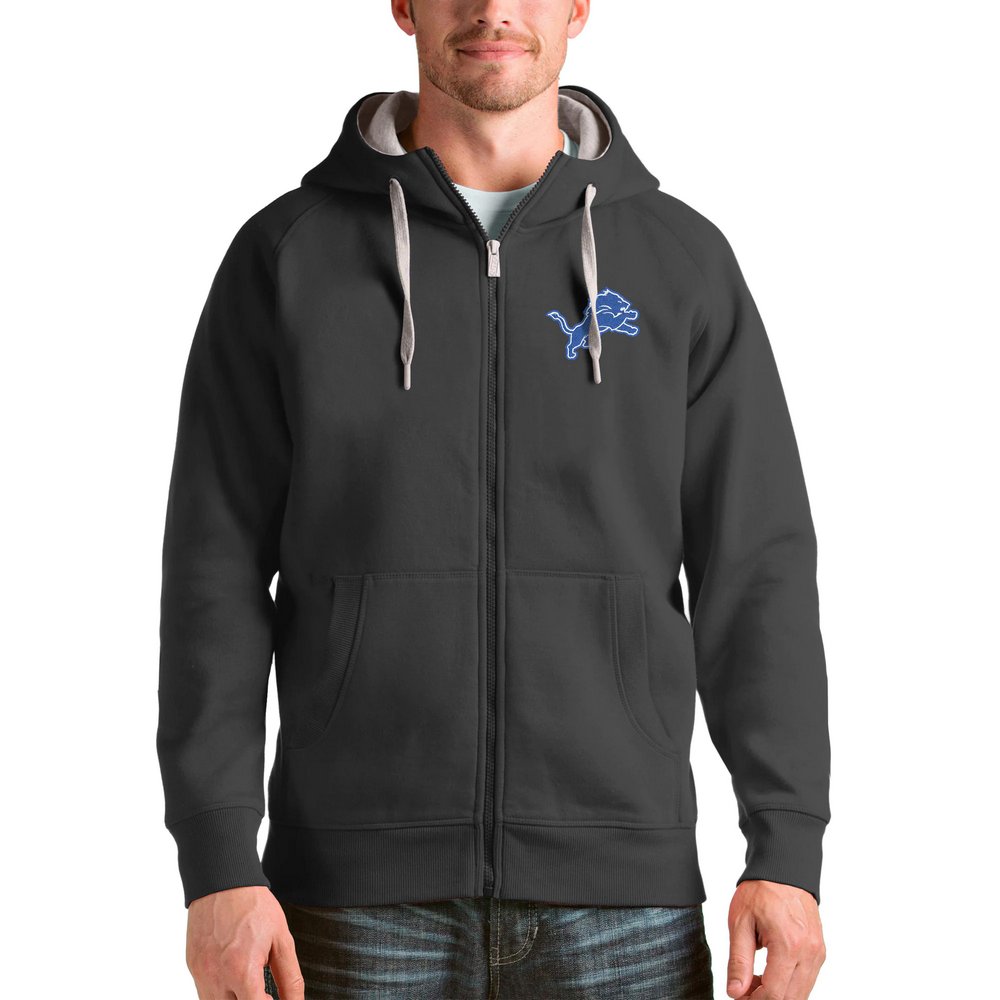 Detroit Lions Antigua Victory Full-Zip Hoodie - Charcoal