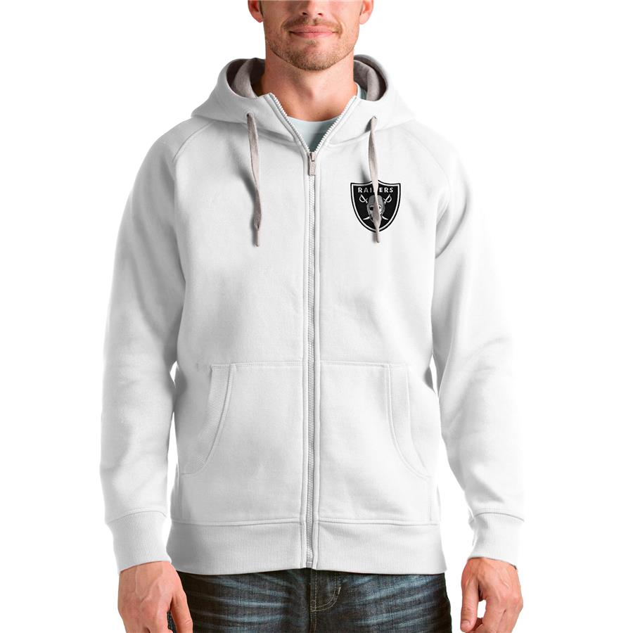 Las Vegas Raiders Antigua Logo Victory Full-Zip Hoodie - White