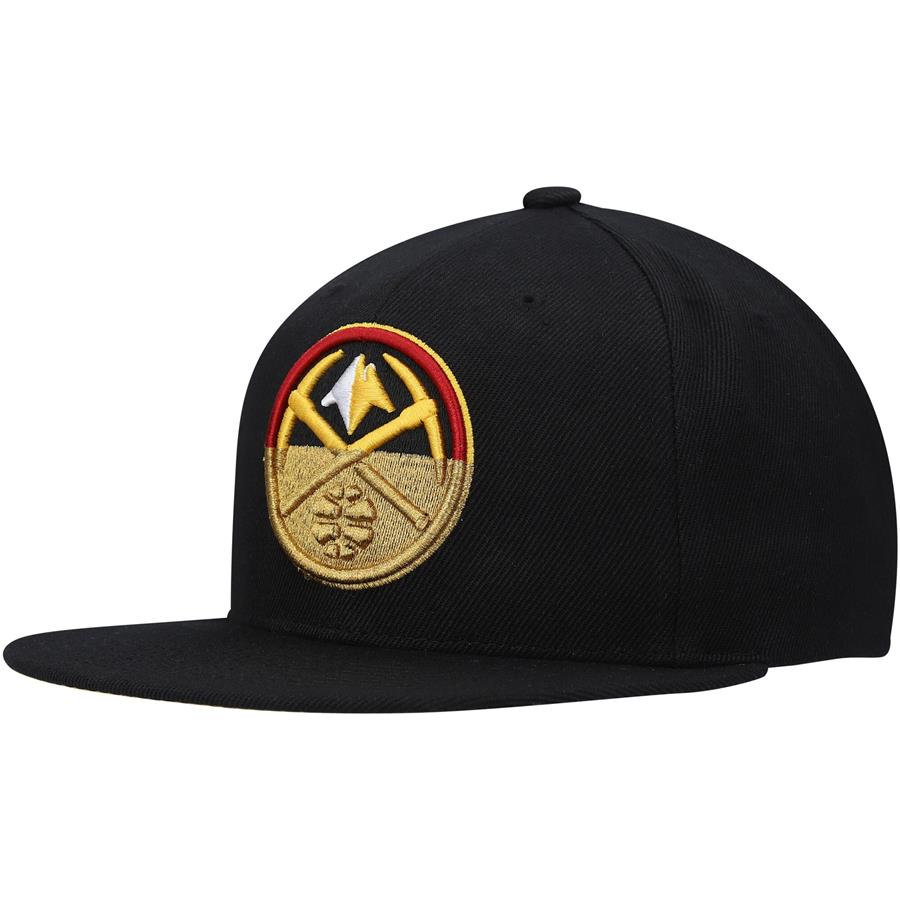 Denver Nuggets Mitchell & Ness Gold Dip Down Snapback Hat - Black