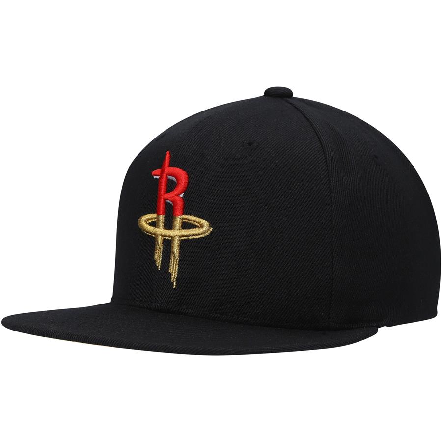 Houston Rockets Mitchell & Ness Gold Dip Down Snapback Hat - Black