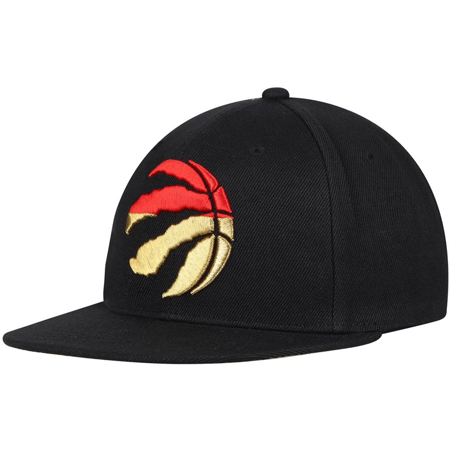 Toronto Raptors Mitchell & Ness Gold Dip Down Snapback Hat - Black