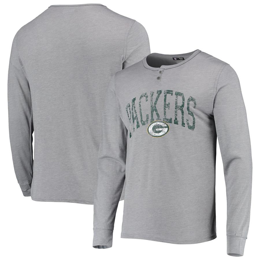 Green Bay Packers Concepts Sport Takeaway Henley Long Sleeve Sleep T-Shirt - Gray