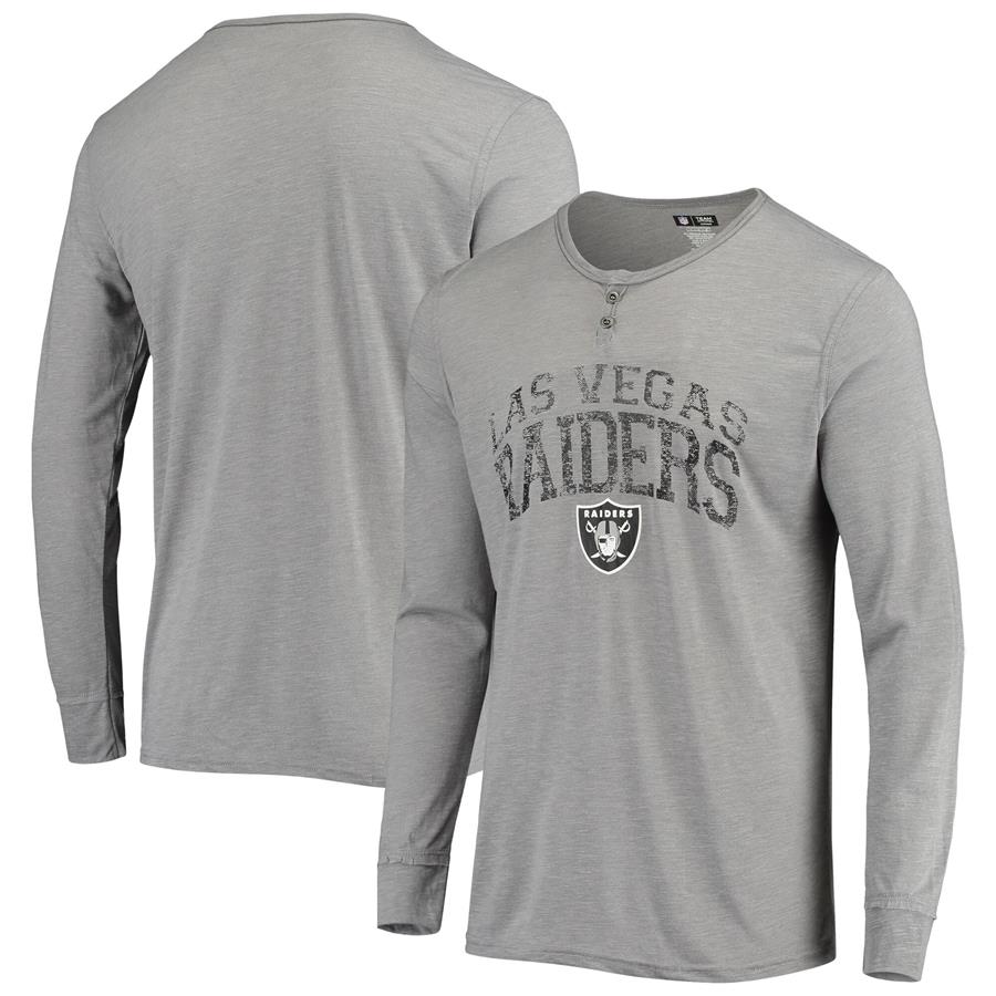 Las Vegas Raiders Concepts Sport Takeaway Henley Long Sleeve Sleep T-Shirt - Gray