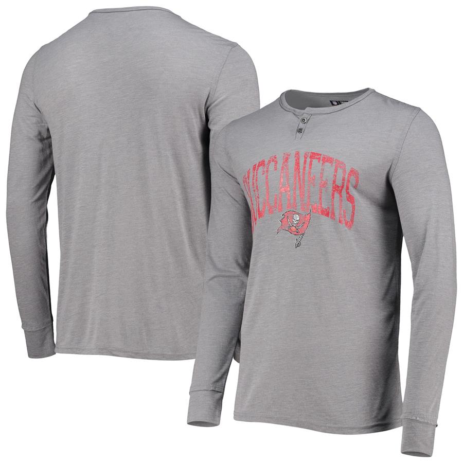 Tampa Bay Buccaneers Concepts Sport Takeaway Henley Long Sleeve Sleep T-Shirt - Gray